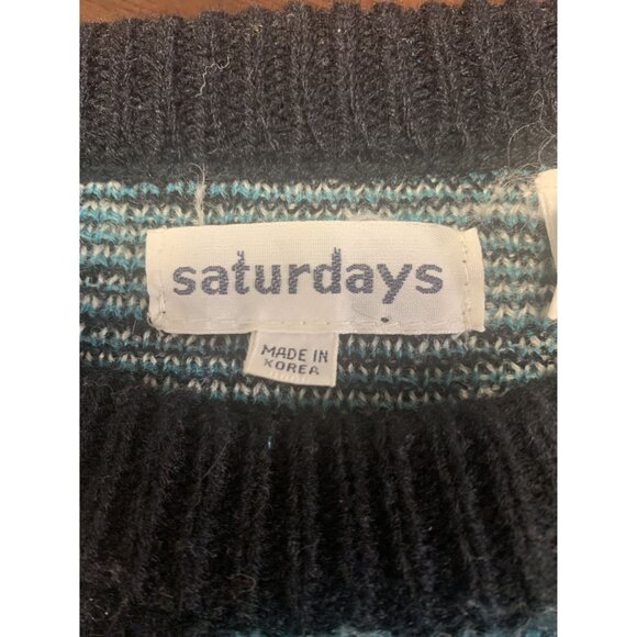 Vintage Saturdays M 1986 Wool Patchwork Crew Neck Pullover Sweater - Picture 4 of 8